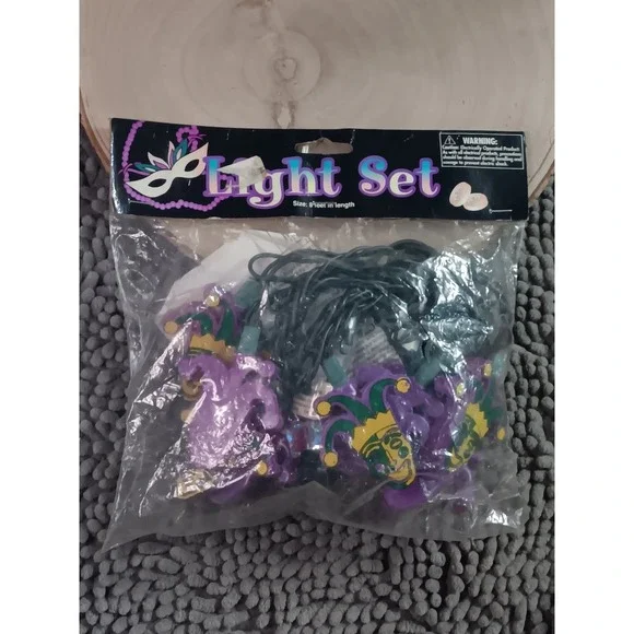 NEW Mardi Gras Jester Joker  10 String Lights Set Oriental Trading Company~8ft - Picture 3 of 5